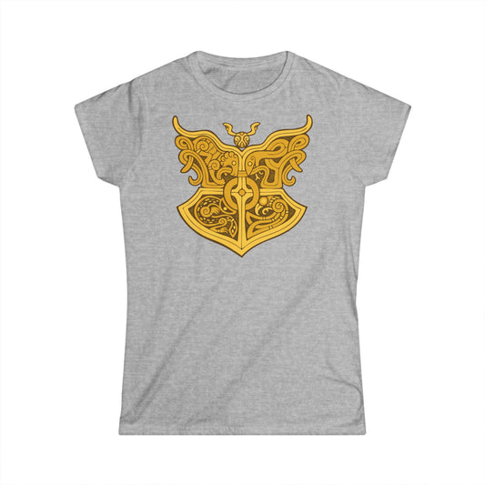 Gold Viking Style Animals Crest - Women's Softstyle T-shirt