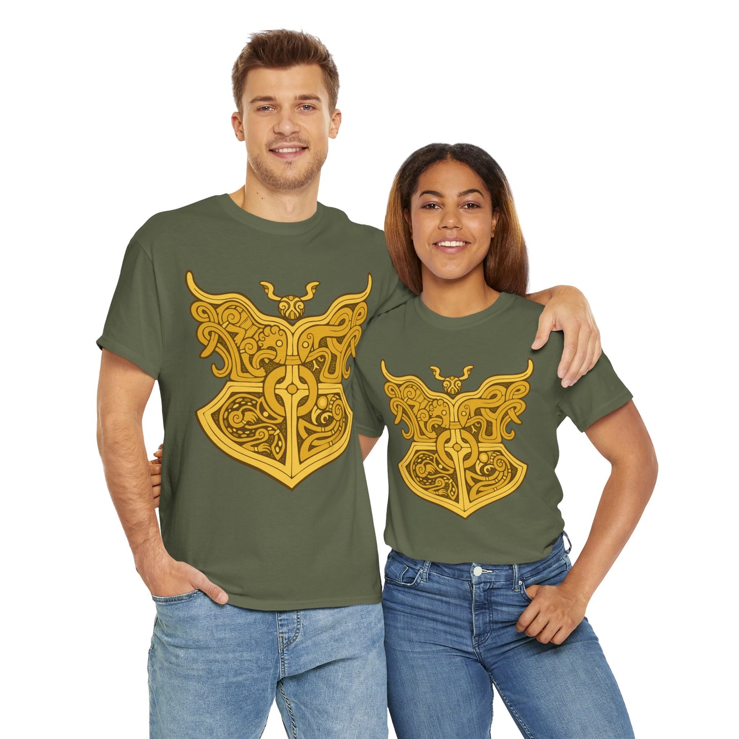 Gold Viking Style Animals Crest Unisex Tee