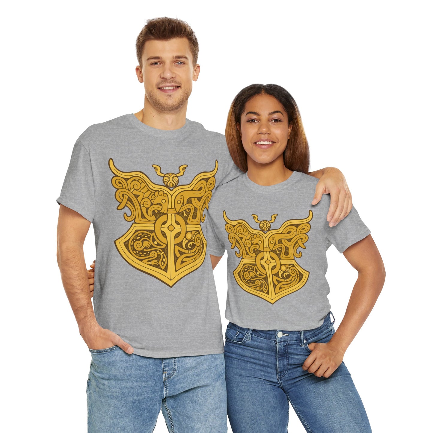 Gold Viking Style Animals Crest Unisex Tee
