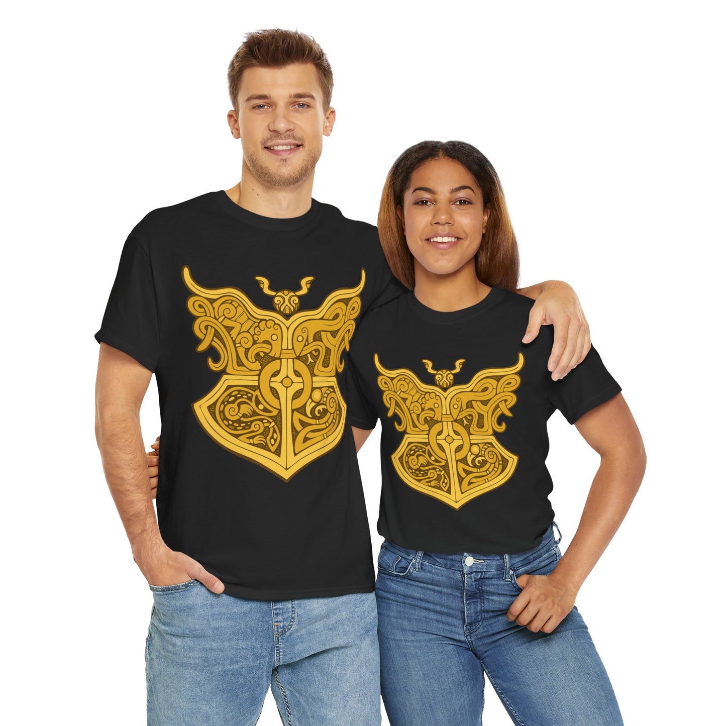Gold Viking Style Animals Crest Unisex Tee
