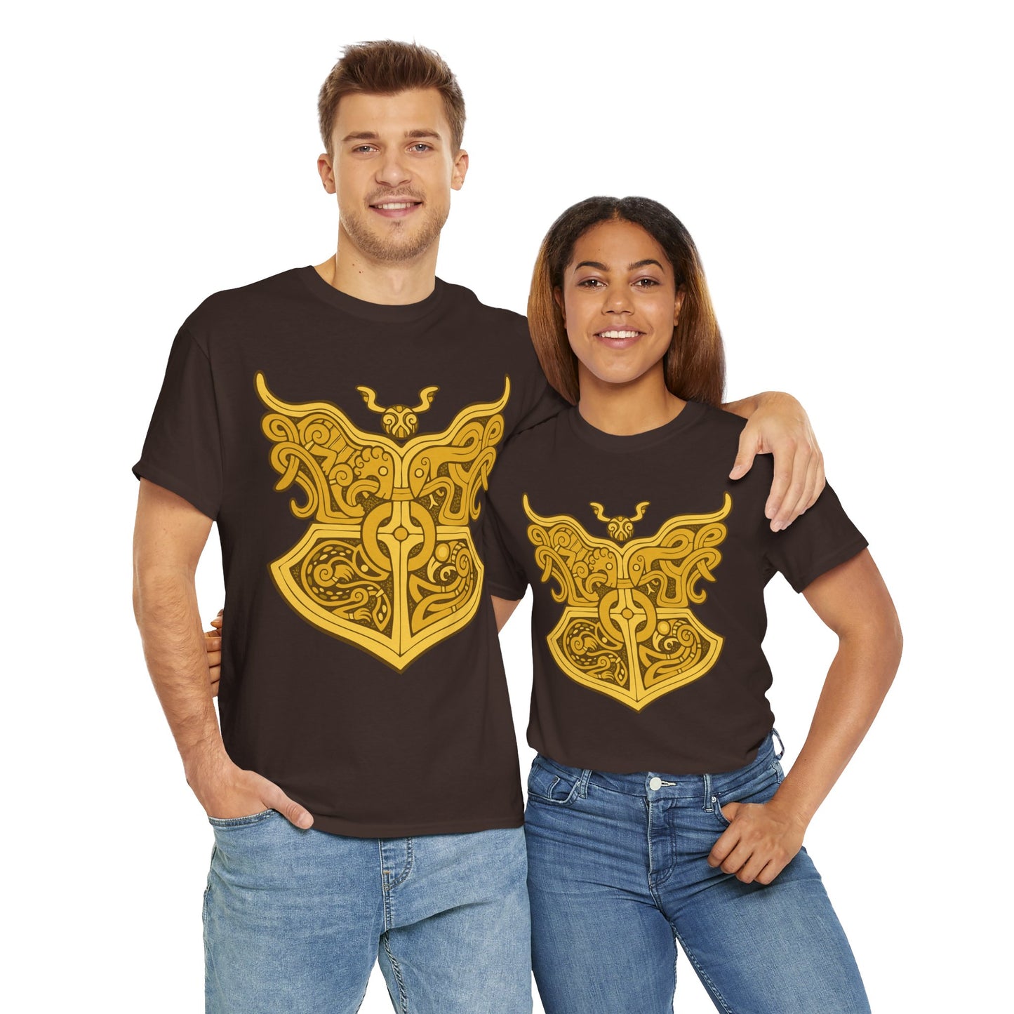 Gold Viking Style Animals Crest Unisex Tee