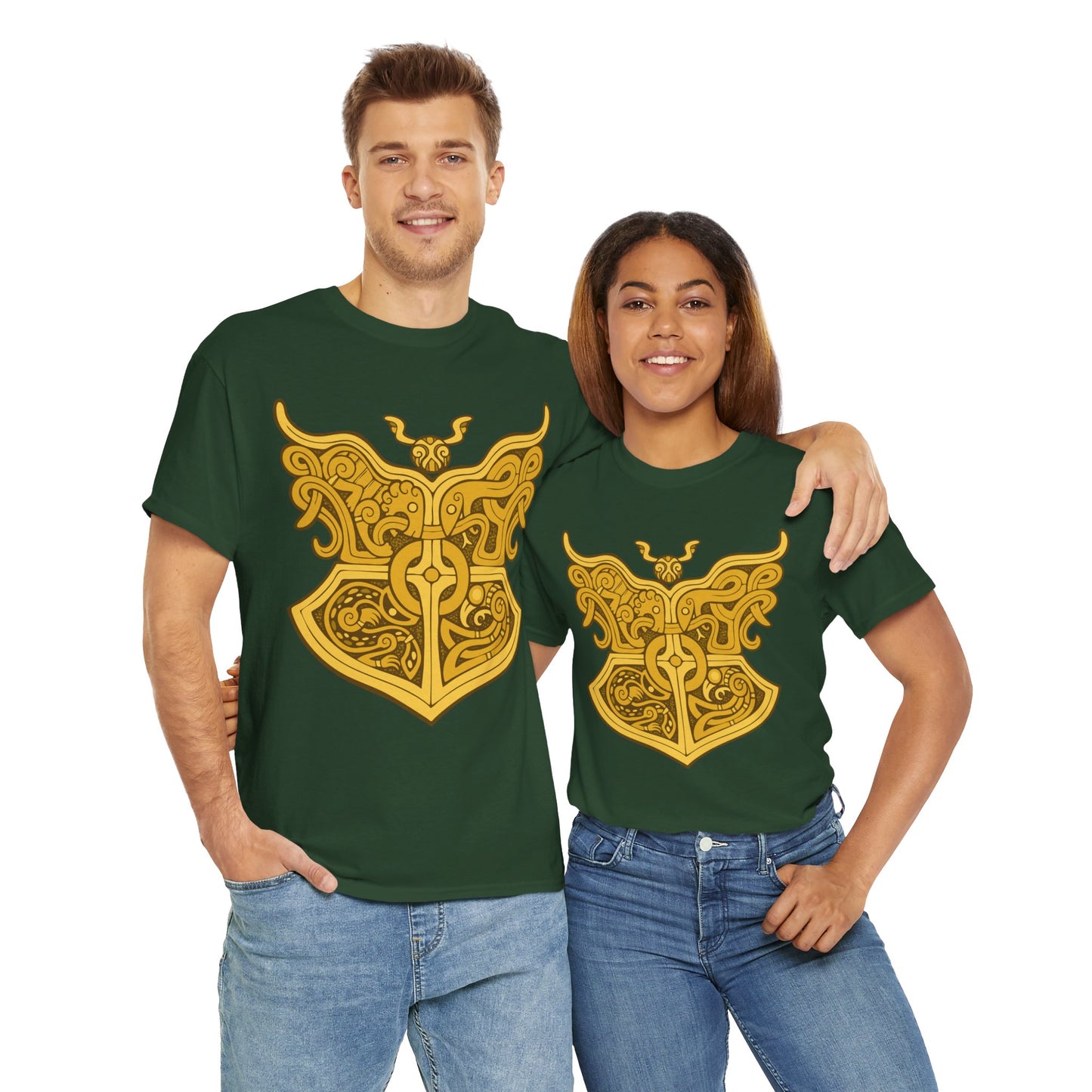 Gold Viking Style Animals Crest Unisex Tee