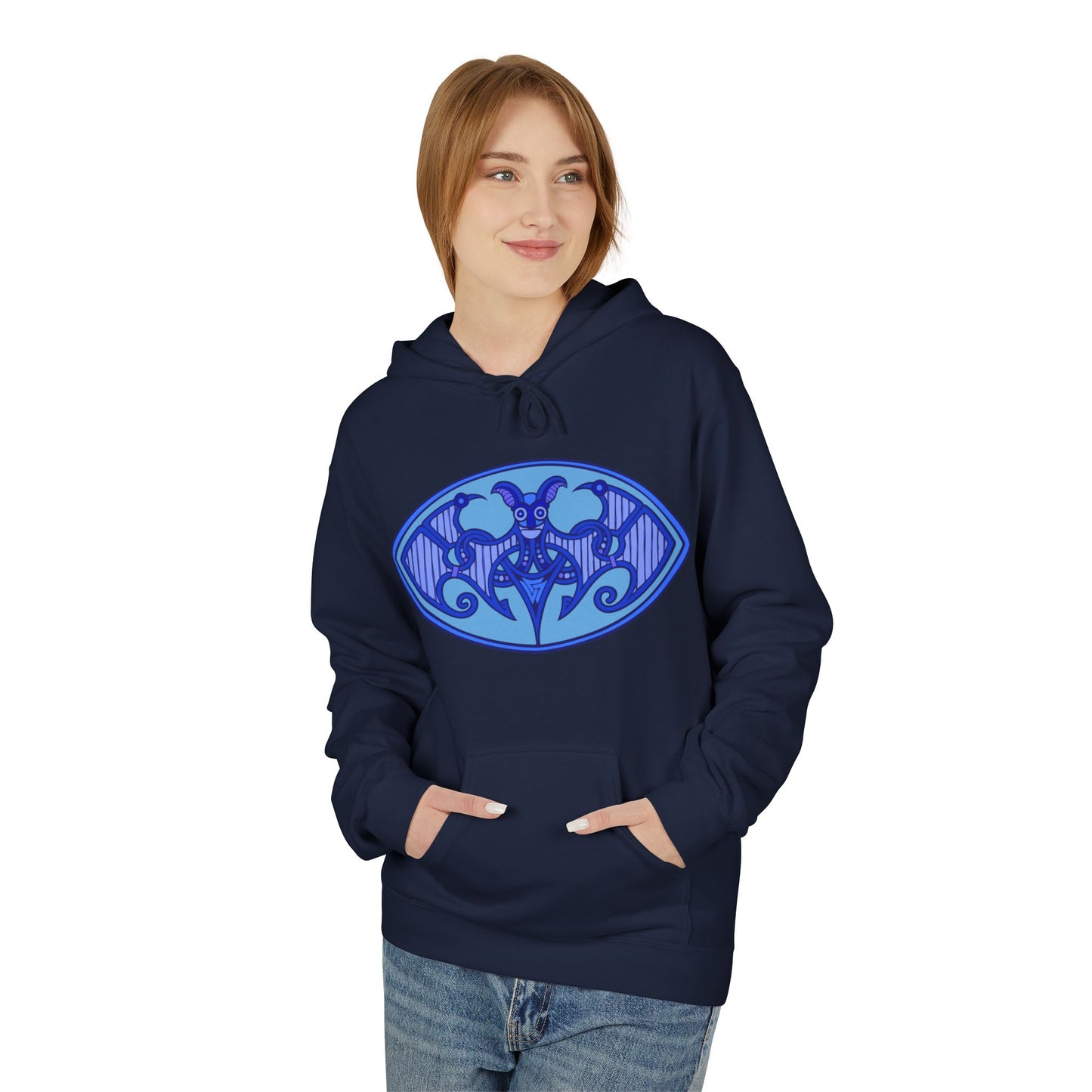 Viking Bat Motif Hoodie - Cozy Unisex Fleece