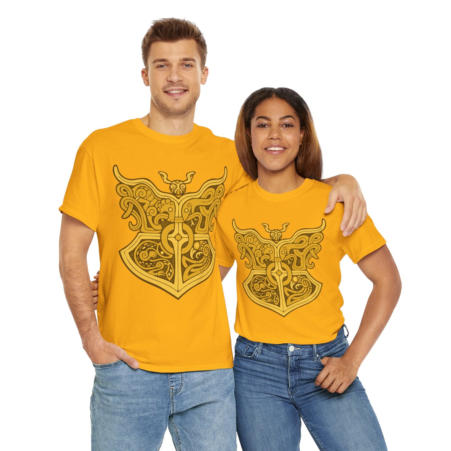 Gold Viking Style Animals Crest Unisex Tee