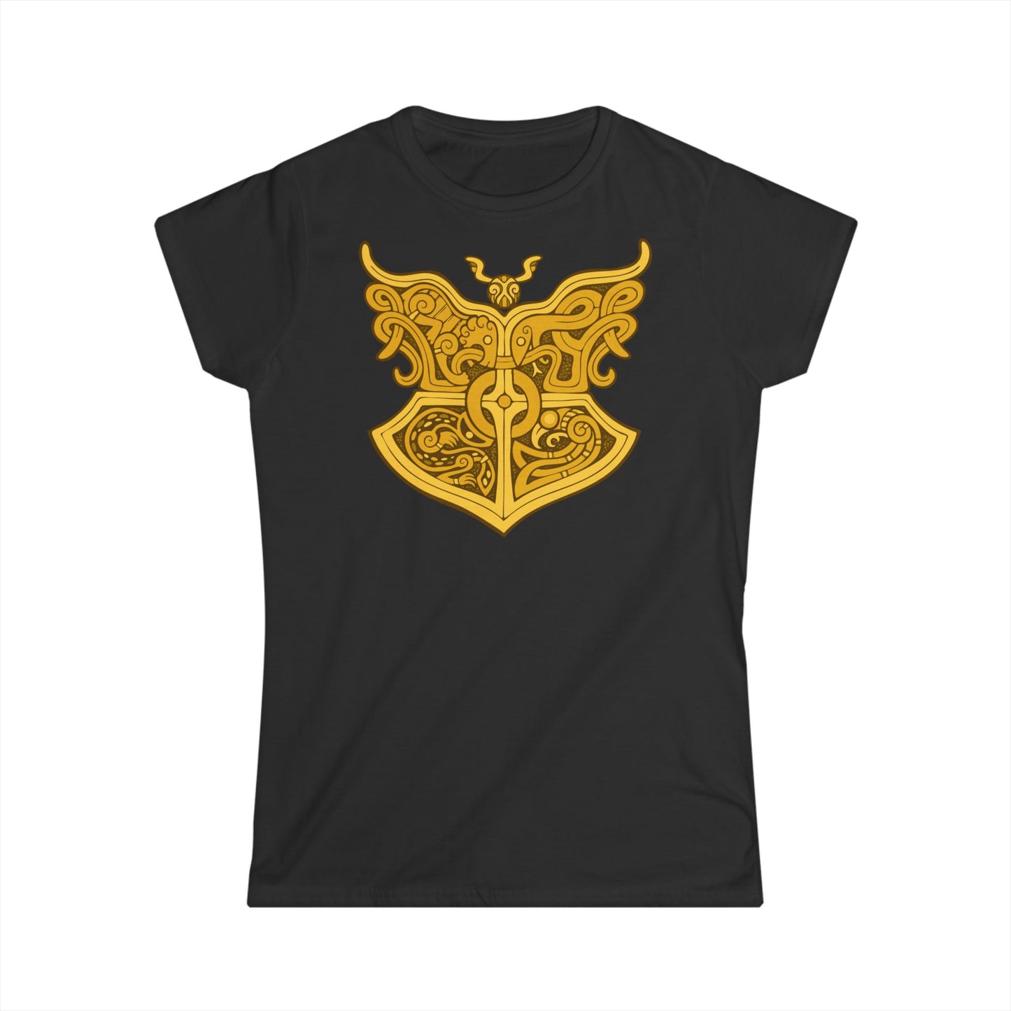 Gold Viking Style Animals Crest - Women's Softstyle T-shirt