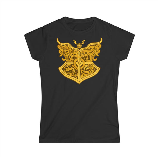Gold Viking Style Animals Crest - Women's Softstyle T-shirt