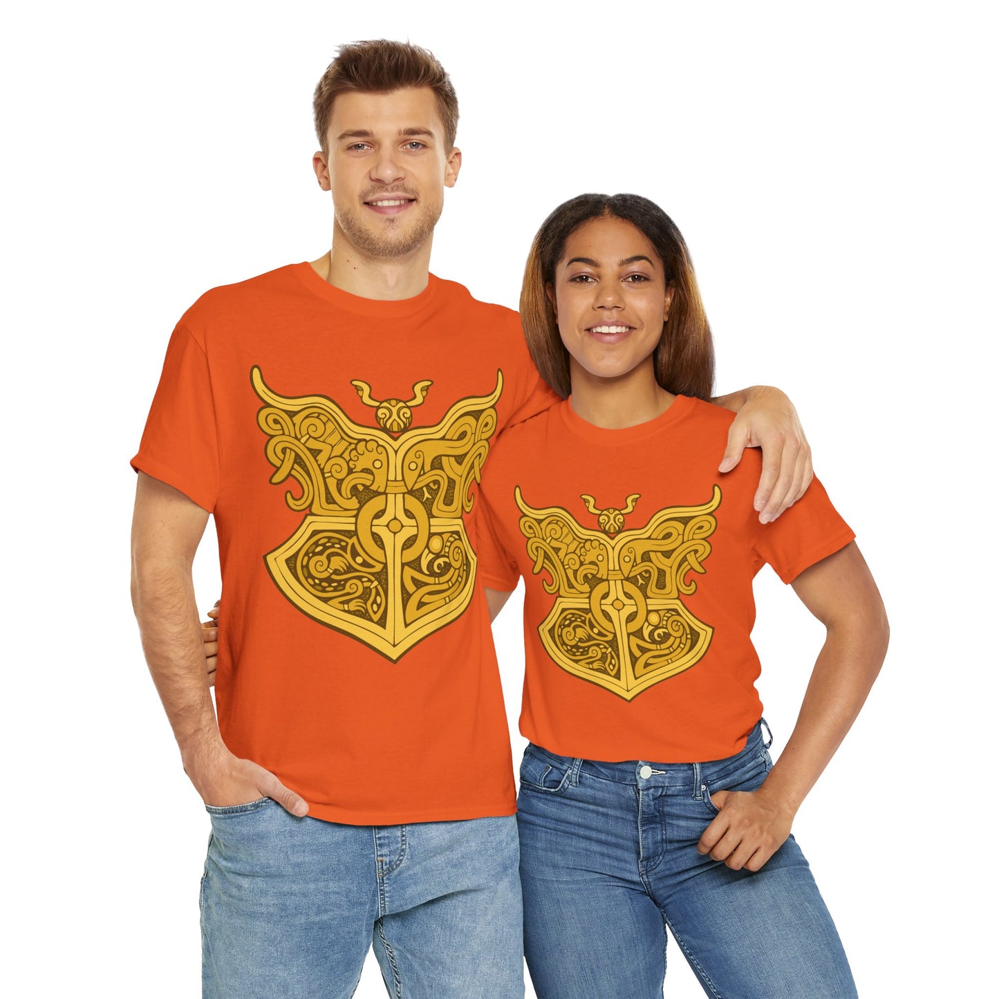 Gold Viking Style Animals Crest Unisex Tee