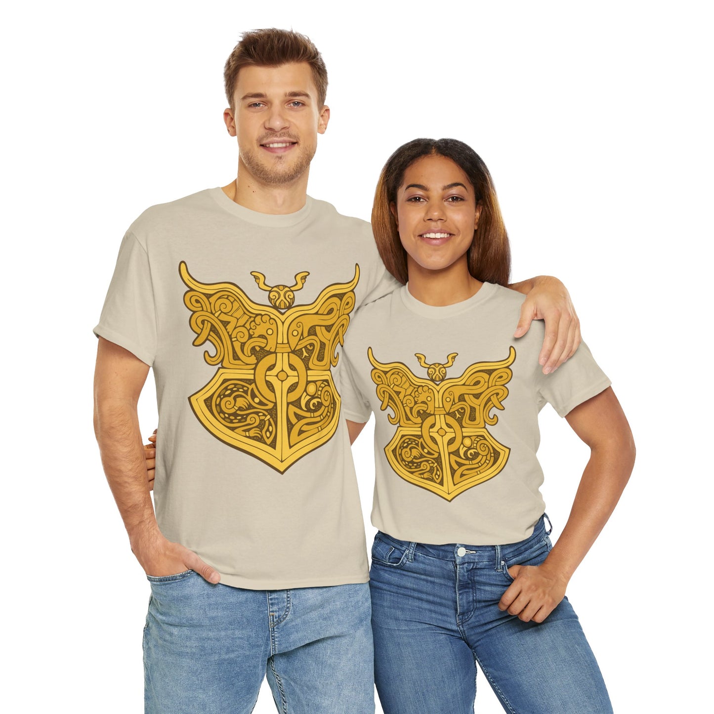 Gold Viking Style Animals Crest Unisex Tee