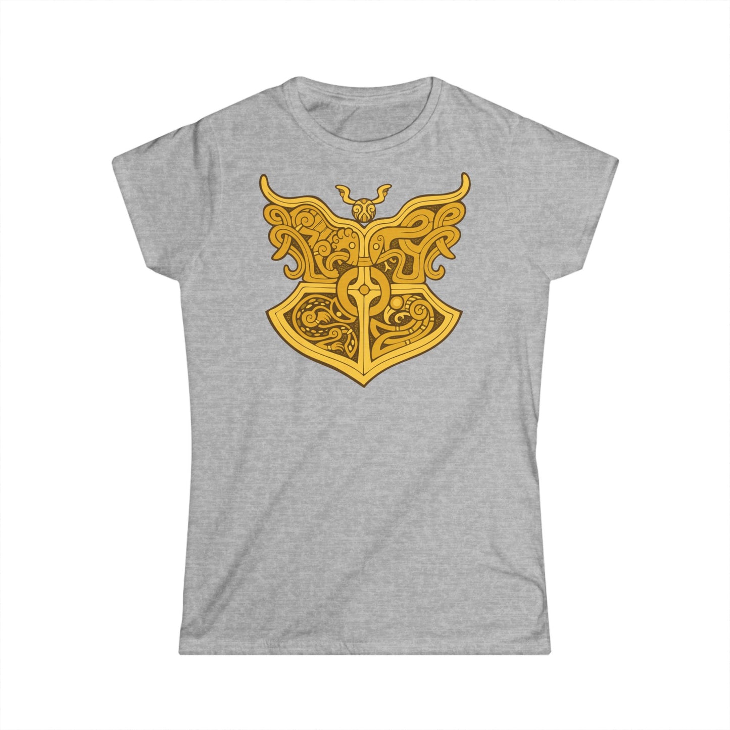 Gold Viking Style Animals Crest - Women's Softstyle T-shirt