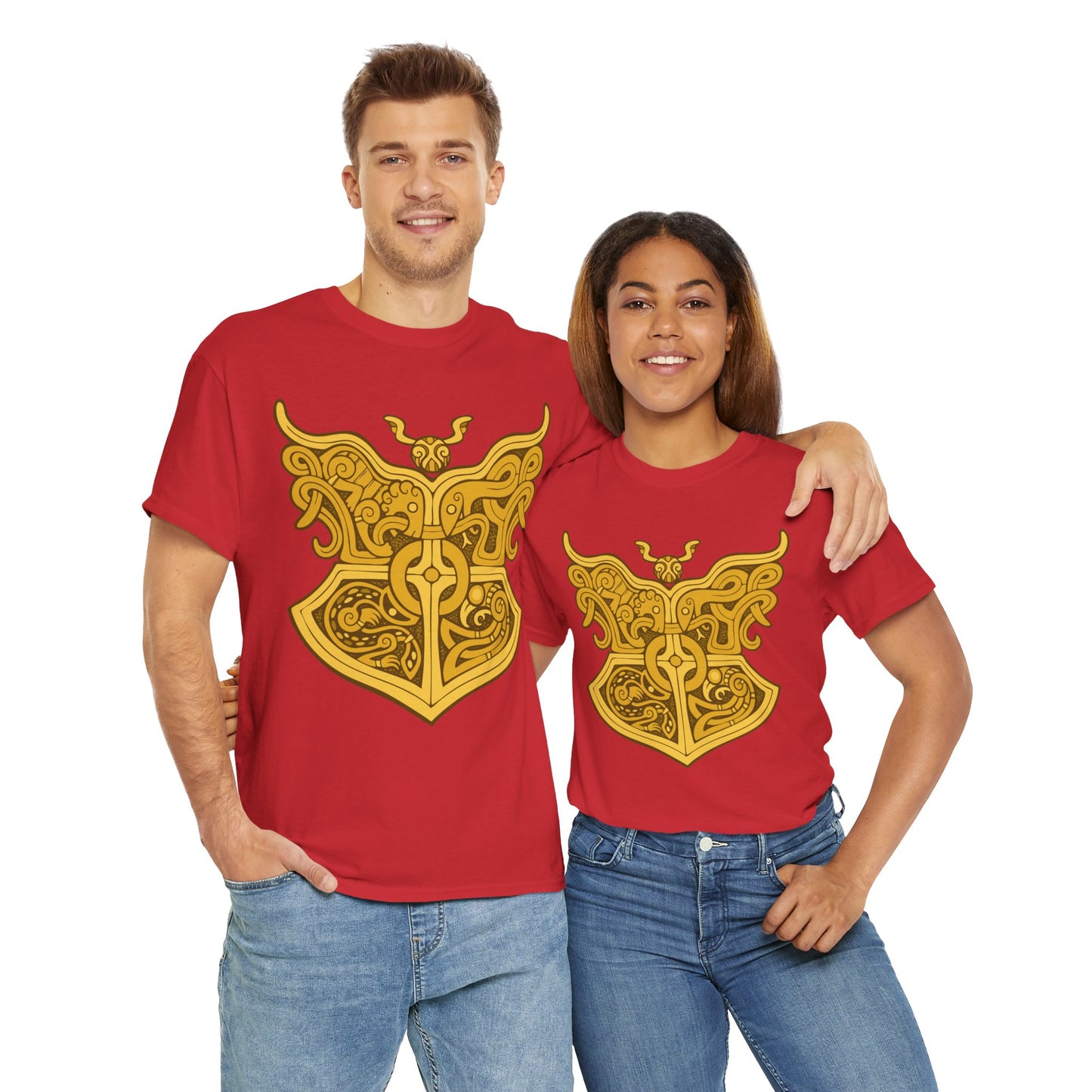 Gold Viking Style Animals Crest Unisex Tee