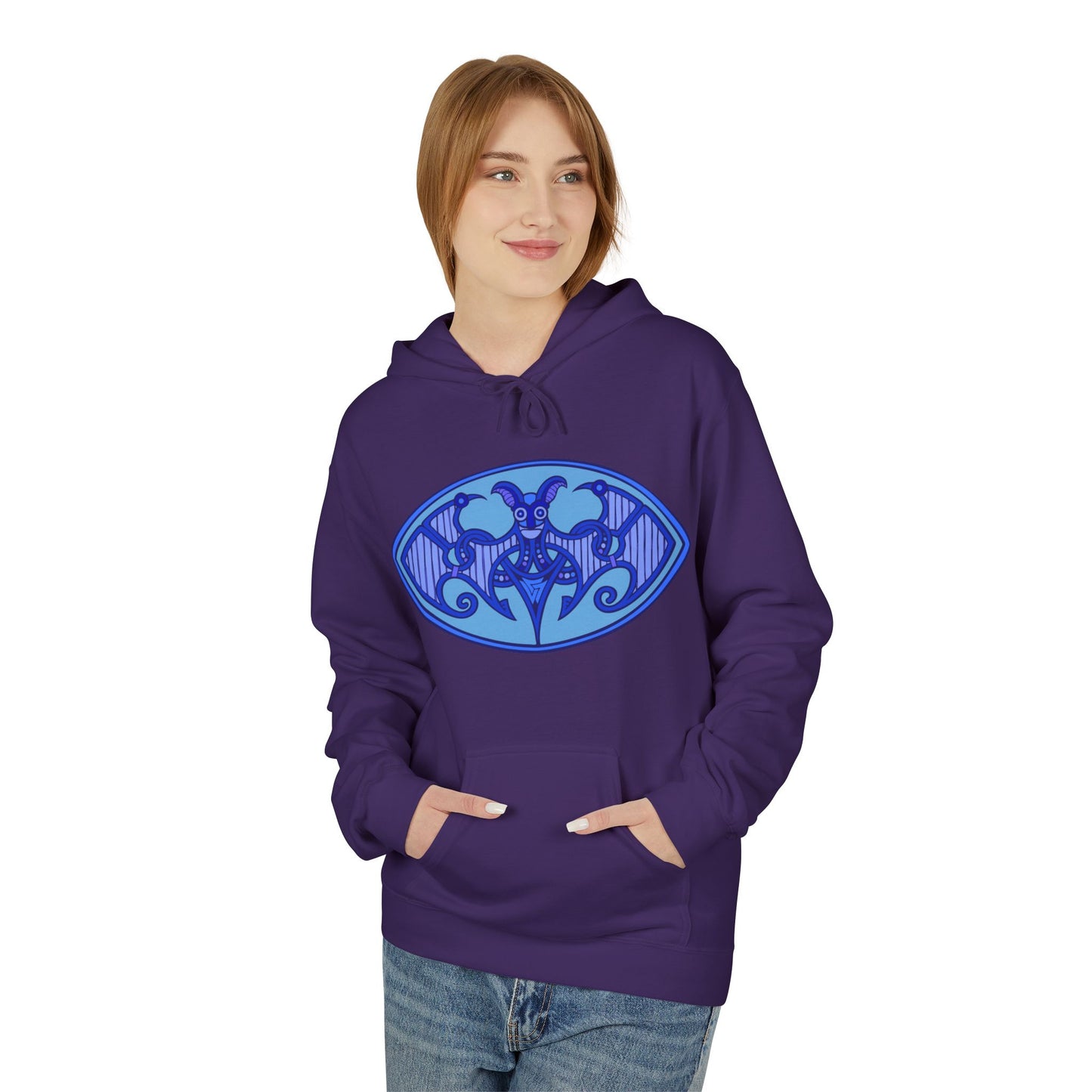 Viking Bat Motif Hoodie - Cozy Unisex Fleece