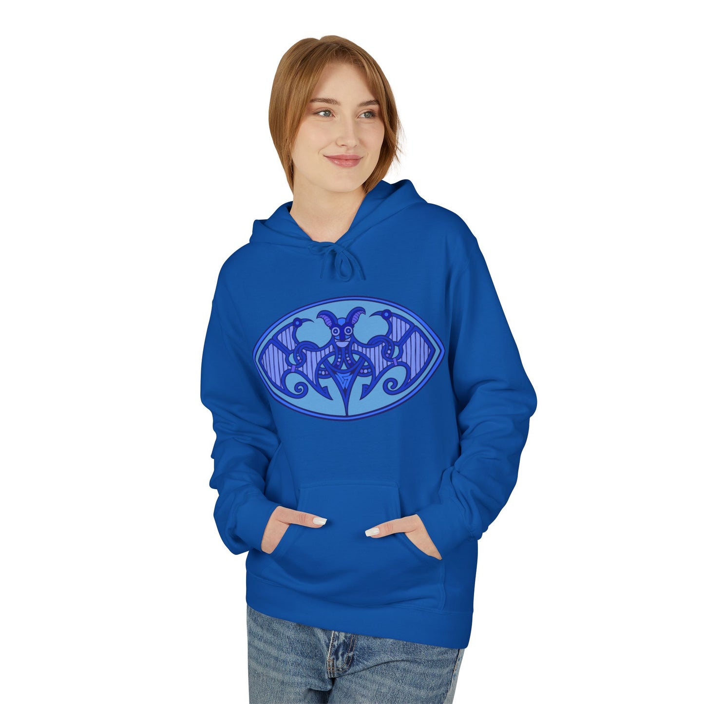Viking Bat Motif Hoodie - Cozy Unisex Fleece