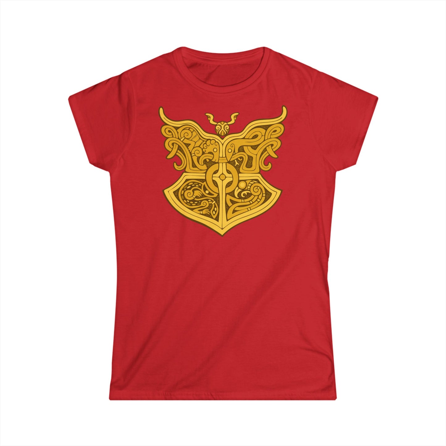 Gold Viking Style Animals Crest - Women's Softstyle T-shirt