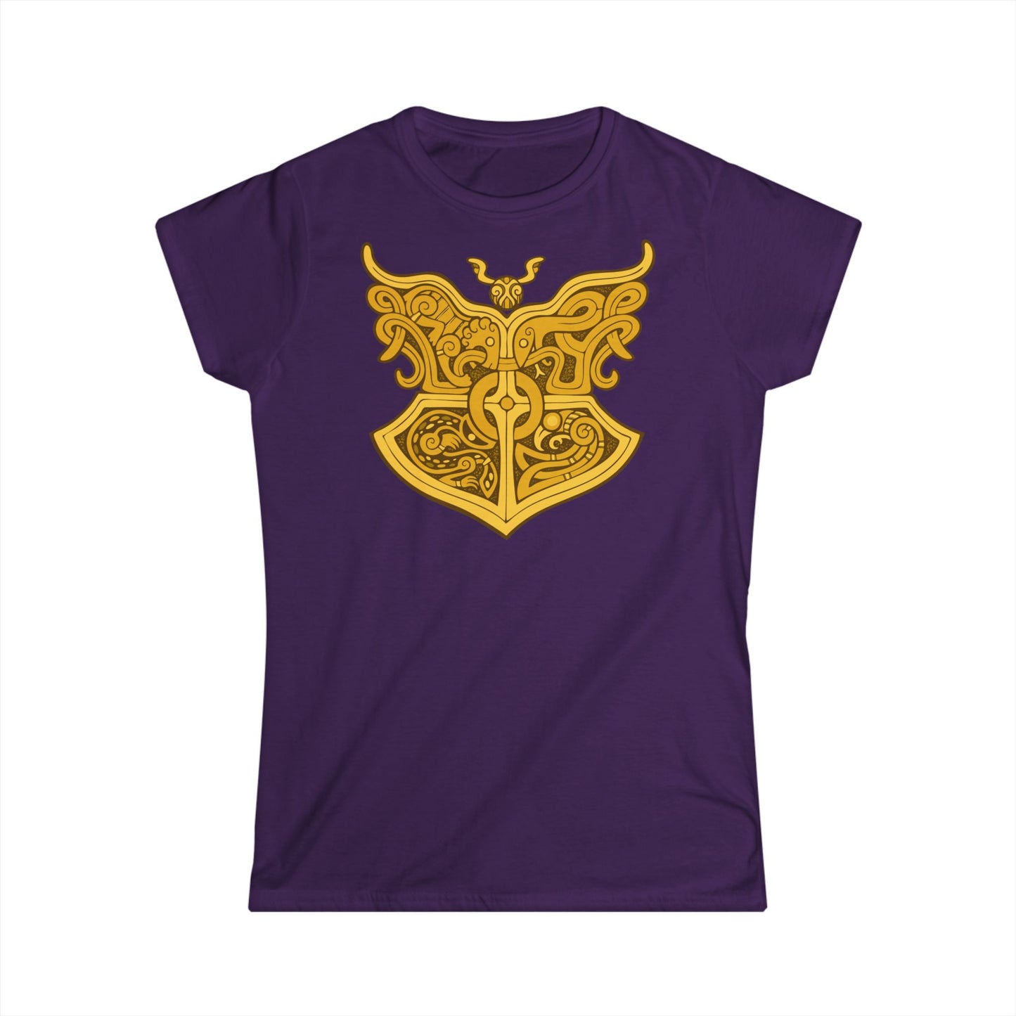 Gold Viking Style Animals Crest - Women's Softstyle T-shirt