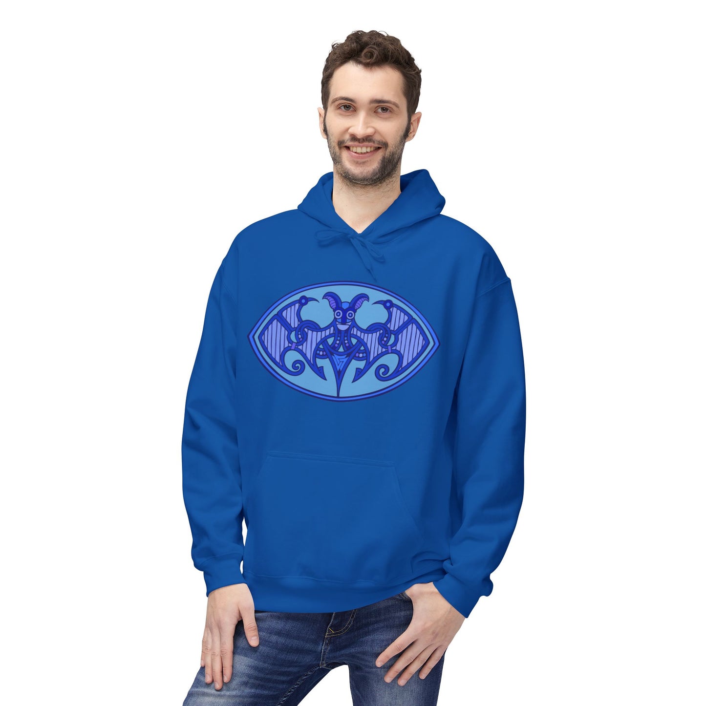 Viking Bat Motif Hoodie - Cozy Unisex Fleece