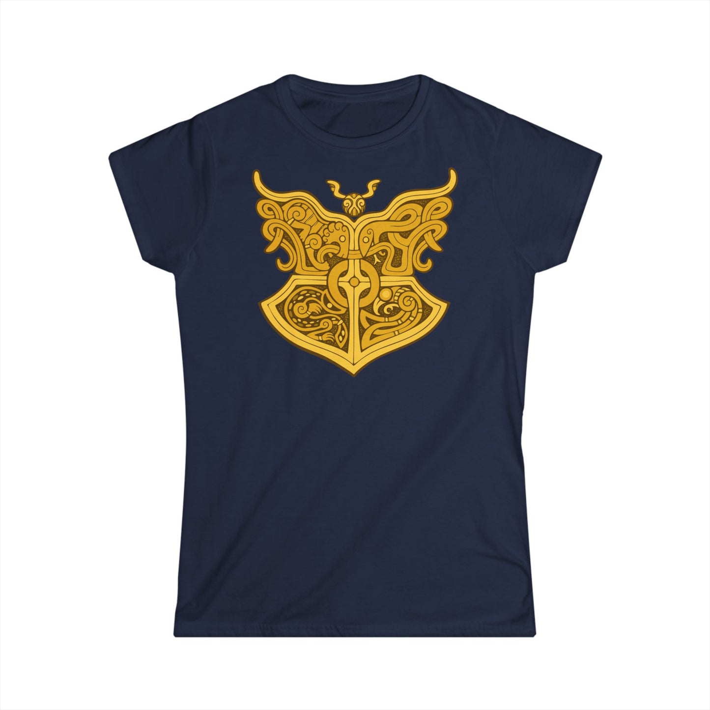 Gold Viking Style Animals Crest - Women's Softstyle T-shirt