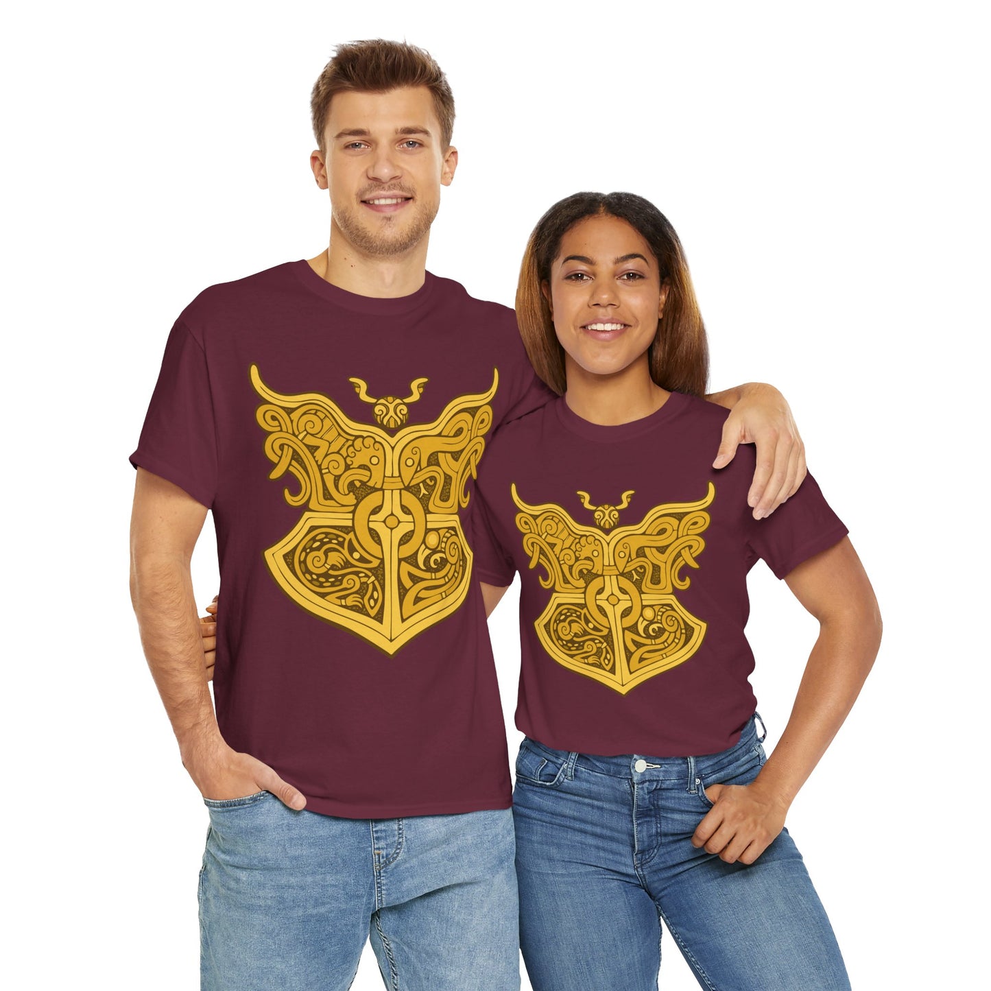 Gold Viking Style Animals Crest Unisex Tee